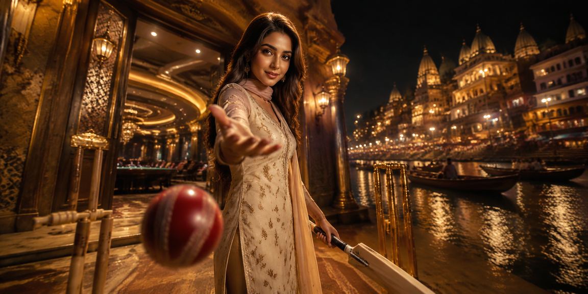 Indian woman enjoying Aviator betting on mobile in Varanasi